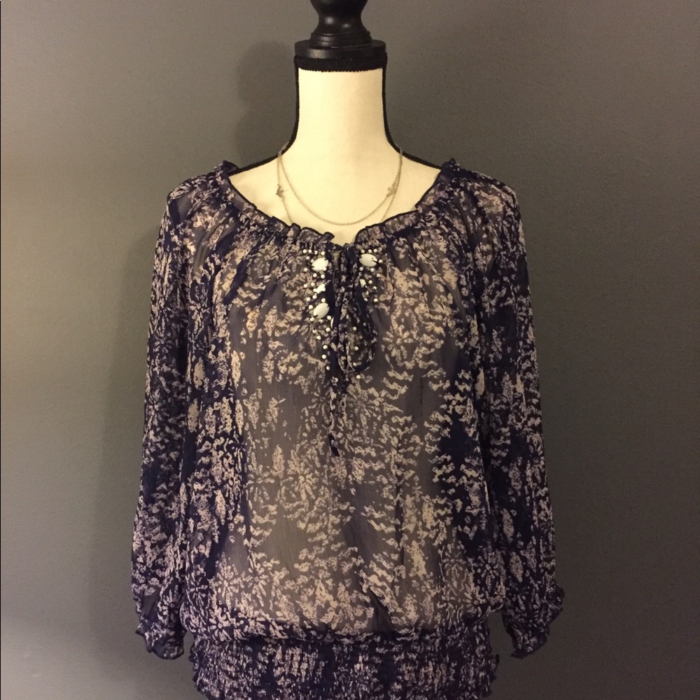 Romeo & Juliet Couture Navy Long Sleeve Blouse